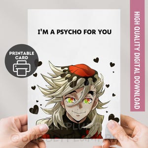 PRINTABLE Funny Anime Valentine's Greeting Card | Douma Psycho for You Love Note | Otaku Gift for Him Her Family | Instant Download 5x7