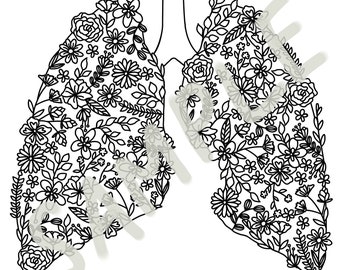 Floral Lung Coloring Page