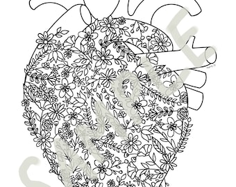 Floral Heart Coloring Page
