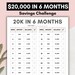 20000 Savings Challenge 20k in 6 Months Challenge Savings Tracker 26 ...