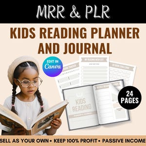 Agenda di lettura per bambini con diritti di rivendita master, diario di lettura per bambini, tracker di lettura per bambini, traccia la lettura dei bambini, aiuto per la lettura dei bambini MRR