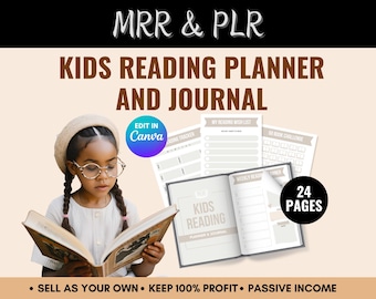 Planner en dagboek voor lezen voor kinderen: bewerkbaar in canva, leestracker (MRR)