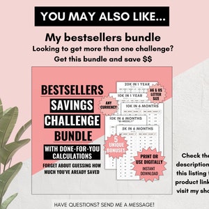 20000 Savings Challenge 20k in 6 Months Challenge Savings Tracker 26 ...