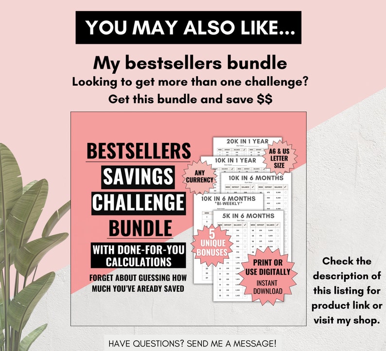 20000 Savings Challenge 20k in 6 Months Challenge Savings Tracker 26 ...