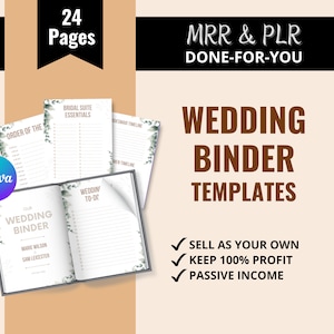 Hochzeitsmappen-Vorlagen mit Master-Verkaufsrechten, Canva-Vorlagen für die Hochzeitsorganisation, Hochzeits-Timeline, Hochzeits-To-Do-Liste, MRR & PLR