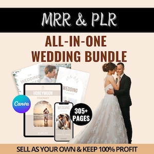 All In One Wedding Bundle With Master Resell Rights, Canva Templates For Wedding Planner, Itinerary, Invitations MRR & PLR Wedding Templates