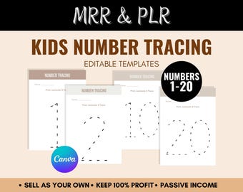 Nummers traceren: werkbladen 1-20: handschriftoefeningen voor kinderen (afdrukbaar MRR)