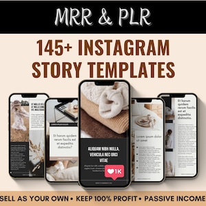 145 Instagram Story Templates, Editable In Canva IG Story Template With Master Resell Rights, MRR Digital Product, Insta Engagement Post PLR