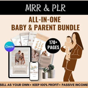 Modello Canva per pacchetto per bambini e genitori con diritti di rivendita principali, giochi per baby shower, guide per genitori, modelli di carte cardine MRR e PLR