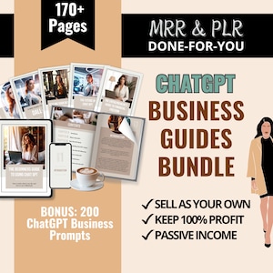 ChatGPT  (AI) Business Guides Bundle With Master Resell Rights, How To Use ChatGPT For Bussiness, Done For You ChatGPT Ebooks MRR and PLR