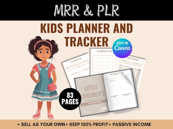 Kids Planner Bundle with MRR, Checklist, and Journal (Canva Editable)