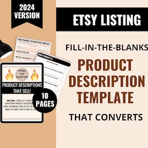Sjabloon voor Etsy-productbeschrijving, productbeschrijving spiekbriefje, hulp bij Etsy-listing, beschrijvingen schrijven die converteren