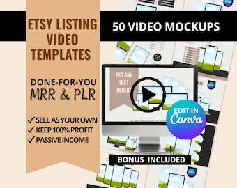 Videosjablonen voor Etsy-listing: Canva-productmodellen (master doorverkooprechten)