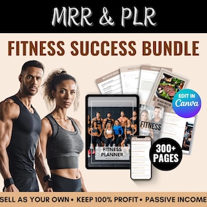 Paquete para el éxito en fitness: Planificador de fitness, Plan de maratón, Diario de pérdida de peso (MRR PLR)