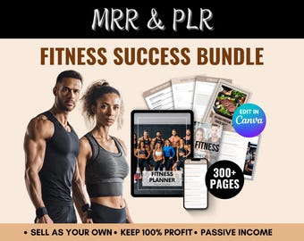 Fitness Success Bundle MRR PLR, Fitness Resources, Fitness Planner Health and Wellness Bundle With Master Resell Rights, Weight Loss Journal
