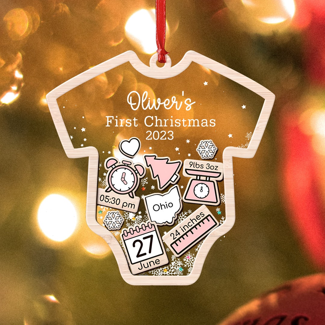 Baby's First Christmas Ornaments 2023 4D Customized Etsy