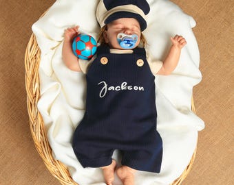 Special Baby Boy Clothes Set, Named Romper, Bodysuit and Hat, Newborn Gift
