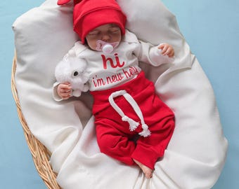 Personalized Baby Coming Home Outfit: Bodysuit, Pants & Hat