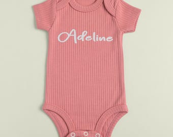 Personalized Baby Girl Bodysuit: Floral Cotton Newborn Outfit