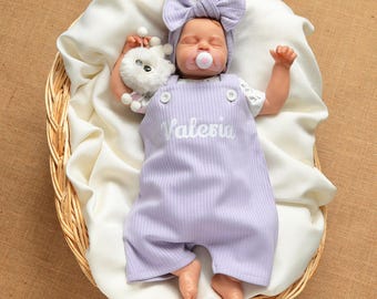 Personalized Baby Girl Romper Set: Ribbed Cotton Newborn Outfit
