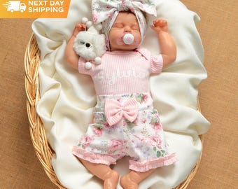 Personalized Baby Girl Coming Home Outfit: Floral Shorts Set