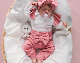 Baby Girl Coming Home Personalized Outfit, Newborn Baby Girl Hospital Outfit, Newborn Baby Bring Home Bodysuit, Baby Shower Gift Girl