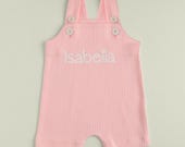 Personalized Baby Girl Romper: Ribbed Cotton Summer Jumpsuit