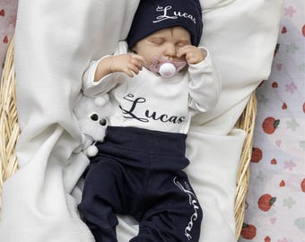 Newborn Baby, Special Baby Boy Gift, Baby Party, Personalized Baby, Baby Clothes, three-piece boy set, Baby Bodysuit Hat Pants