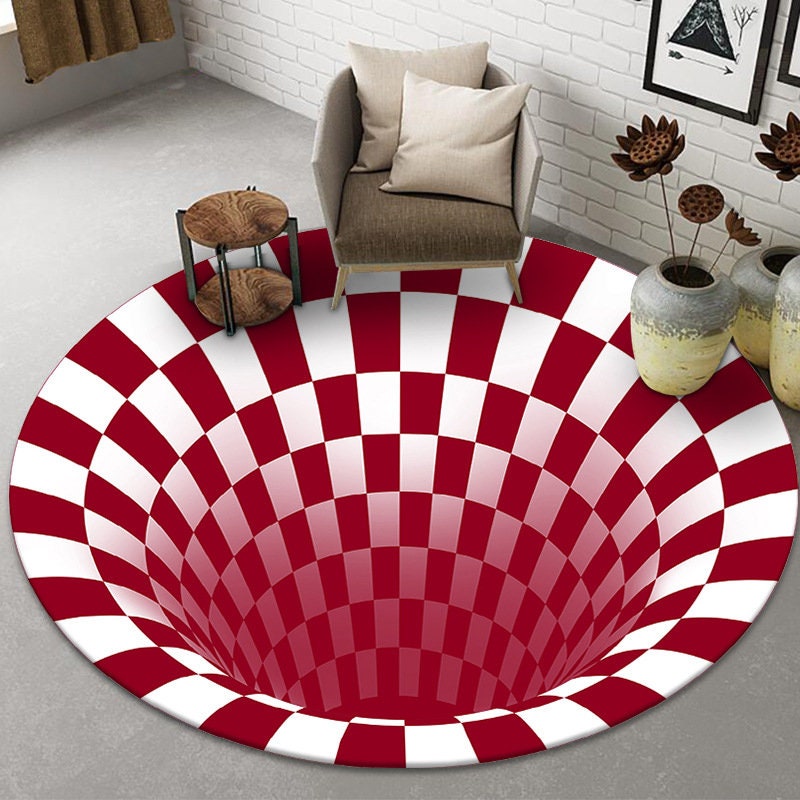 Round Carpet 3D Optical Illusion Carpetfloor Mat Antislip Etsy