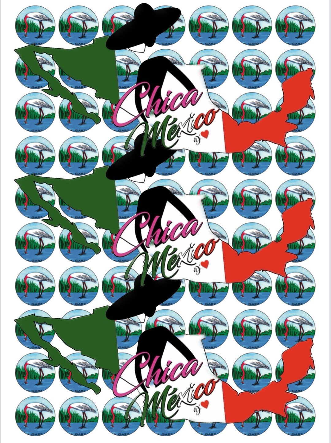 Round Mexican Card La Garza 1 Inch Instant Download Loteria La Garza En ...