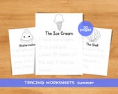 Summer Tracing Worksheets Kindergarten-Grade 1 | Sentence Tracing | Early Literacy Activity