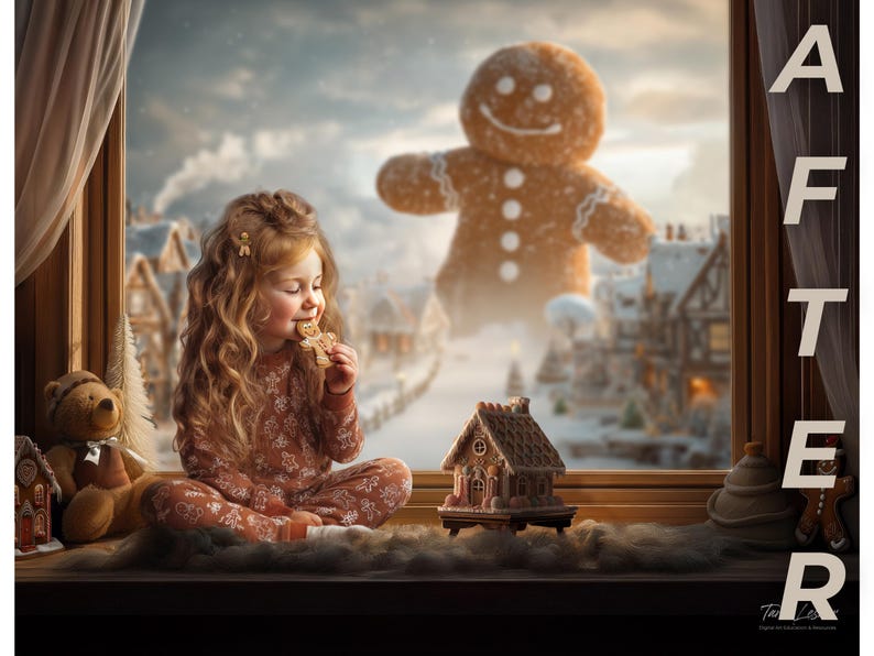 Gingerbread Child Computer Background Gingerbread Man Portrait Digital Backdrops: Christmas Photo Editing ...