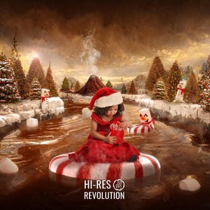 Chocolate Candy Fluss Kunstvoller Hintergrund Weihnachten Photoshop Digital Fotografie Portrait Kulisse Composit Fotobearbeitung PSD Overlay