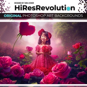 Valentine&#39;s Rose Garden Digital Background, Romantic Photoshop Backdrop, Rose Petal Prop Overlay, Romantic Lush Floral Photography Composite