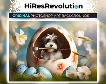 Easter Egg Digital Backdrop for Photoshop Composite Digital Background Spring Colorful Overlay Photo Prop Pet Portrait for Family Photoshoot