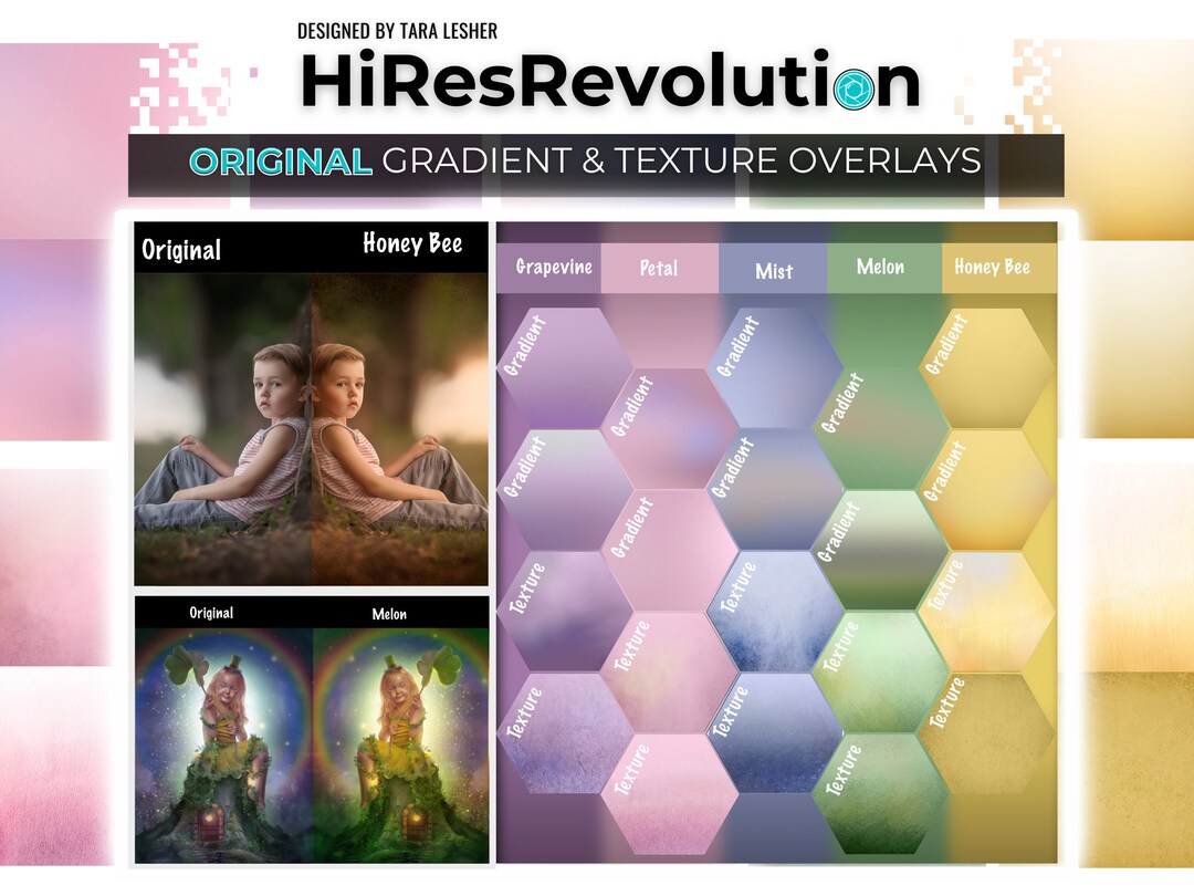Spring Pastel Texture Gradient Overlay Bundle: Photoshop Actions ...