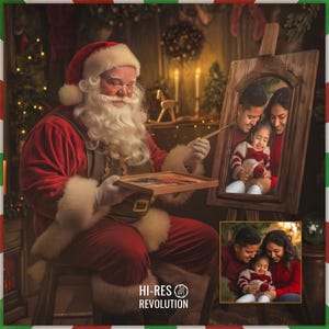 Père Noël Noël fond numérique Photoshop Père Noël Portrait toile de fond vacances photographie composite Retouche photo superposition Jolly Santa