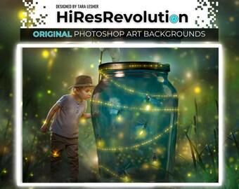 Firefly Digital Backdrop for Photographers, Dreamy Fantasy Digital Background, Whimsical Digital Art for Image Editing, Dark Moody Composite