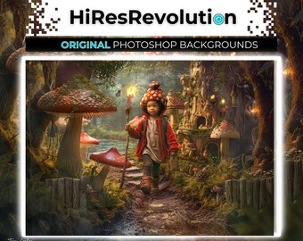 Mushroom Forest Digital Background for Photographers, Photo Editing, PSD, Composite, Photoshoot Goblin Core, Toadstool Mushrooms, Backdrops