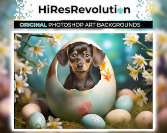 Custom Pet Portrait Backdrop for Photoshop Composite Digital Background for Photoshoot Easter Spring Overlay PSD Template for Photographers