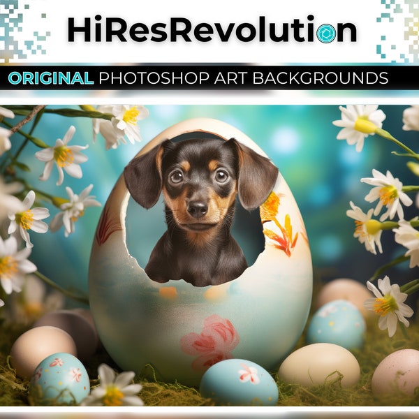 Custom Pet Portrait Backdrop for Photoshop Composite Digital Background for Photoshoot Easter Spring Overlay PSD Template for Photographers