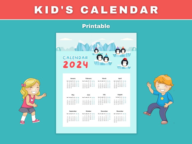 kids-calendar-calendar-2024-printable-calendar-penguins-etsy