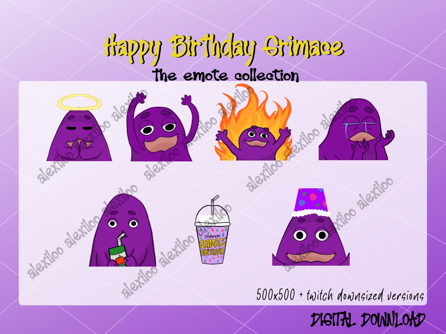 Happy birthday grimace emotes etsy uk