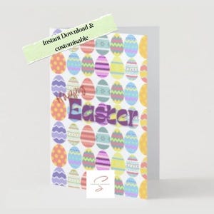 Digital Easter Card |Printable Easter Greeting |Easter egg Card |Spring Holiday Card | Instant Download | Cute Easter Card for Kids & Adults