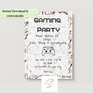 Gaming Party Digital Invitation, Editable Video Game Birthday Invite, Instant Download, Boy Gamer Party, Printable Invite, Teenager party