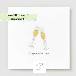 Tarjeta de felicitación en acuarela / Tarjeta de compromiso imprimible / Tarjeta de boda digital / Descarga instantánea / Tarjeta para personas del mismo sexo / Tarjeta de felicitación