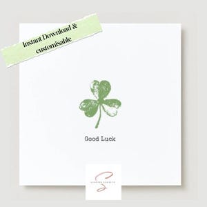 Glückskarte |Four Leaf Clover Printable |Digitale Grußkarte |Sofortiger Download |Ermutigungskarte |Minimalistische Glückskarte |Gute Wünsche