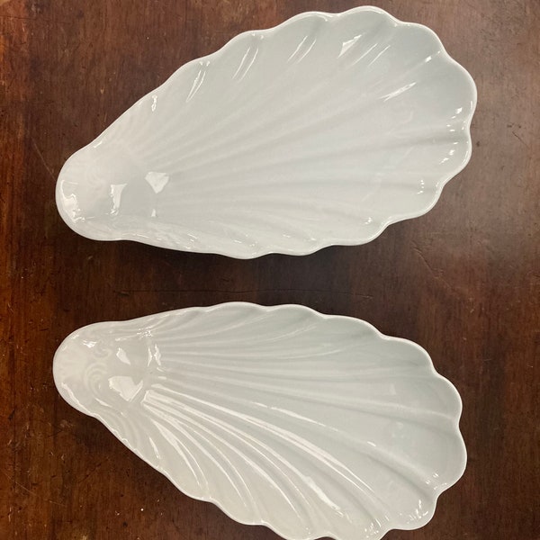 Pair of Vintage French Pillivuyt Porcelain Shell Dish