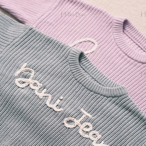 Personalized Baby Girl's Sweater with Hand-Embroidered Name and Monogram A Heartwarming Christmas Gift from Aunt image 2