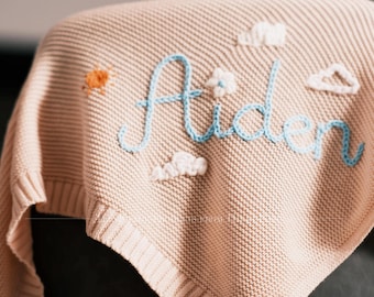 Personalized Handcrafted Name Blanket – Cozy and Stylish Gift for Baby Showers and Newborns
